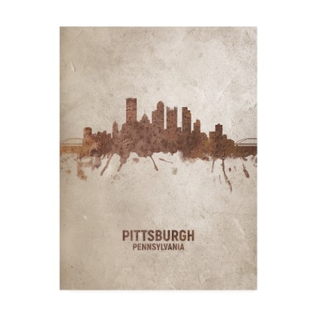 Michael Tompsett 'Pittsburgh Pennsylvania Rust Skyline' Canvas Art,24x32